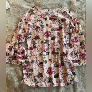 Dainty Jewells Floral Bell Sleeve Top - Pink and Green